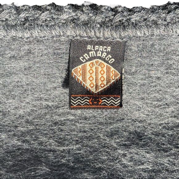 Alpaca Camargo Peru Wool Poncho Sweater Shawl Cocoon Oversized Boho Gray OS - Picture 8 of 9